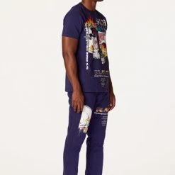 MENS TRACK SETS CHASE T-SHIRT STACKED FLARE TRACKSET-NAVY 9 MENS TRACK SETS CHASE T-SHIRT STACKED FLARE TRACKSET-NAVY