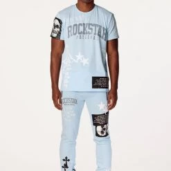 MENS TRACK SETS DENNIS T-SHIRT TRACK SET-LIGHT BLUE