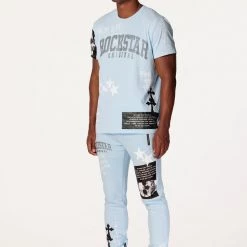 MENS TRACK SETS DENNIS T-SHIRT TRACK SET-LIGHT BLUE