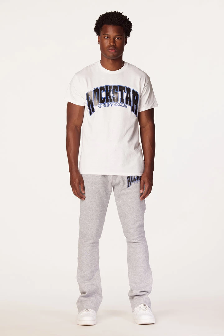 MENS TRACK SETS HESS T-SHIRT/FLARE PANT SET-WHITE 1 MENS TRACK SETS HESS T-SHIRT/FLARE PANT SET-WHITE