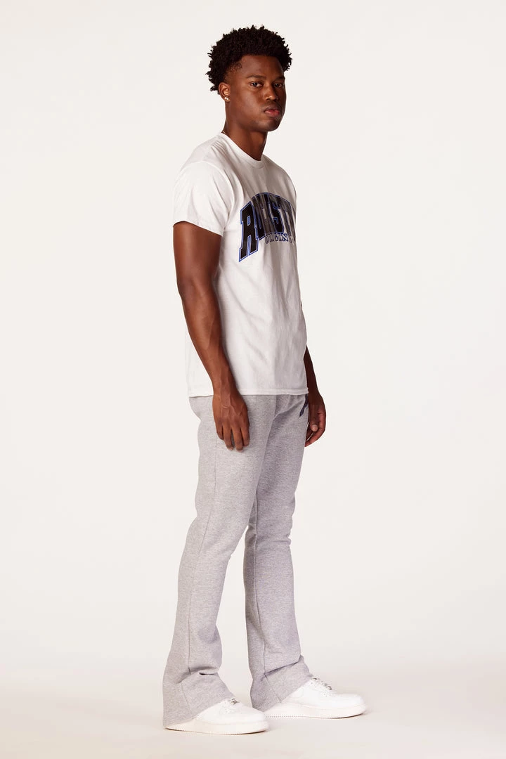 MENS TRACK SETS HESS T-SHIRT/FLARE PANT SET-WHITE 3 MENS TRACK SETS HESS T-SHIRT/FLARE PANT SET-WHITE