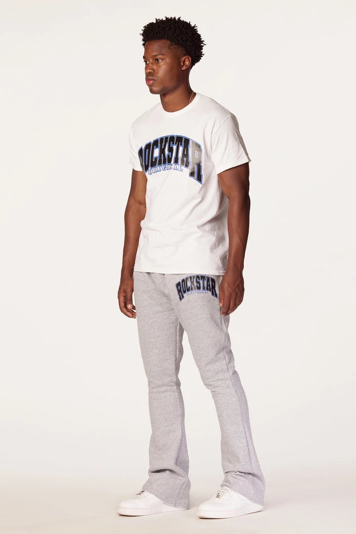 MENS TRACK SETS HESS T-SHIRT/FLARE PANT SET-WHITE 2 MENS TRACK SETS HESS T-SHIRT/FLARE PANT SET-WHITE