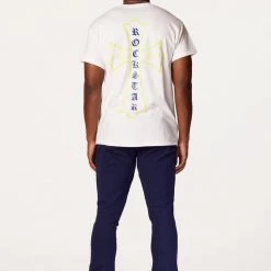 MENS TRACK SETS DIOSE T-SHIRT/FLARE PANT SET-WHITE/NAVY