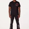MENS TRACK SETS DIOSE T-SHIRT/FLARE PANT SET-BLACK