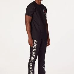 MENS TRACK SETS DIOSE T-SHIRT/FLARE PANT SET-BLACK 10 MENS TRACK SETS DIOSE T-SHIRT/FLARE PANT SET-BLACK