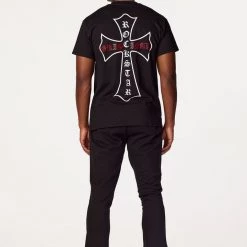 MENS TRACK SETS DIOSE T-SHIRT/FLARE PANT SET-BLACK 11 MENS TRACK SETS DIOSE T-SHIRT/FLARE PANT SET-BLACK