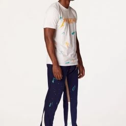 MENS TRACK SETS SCOTTIE T-SHIRT/FLARE PANT SET-WHITE/NAVY