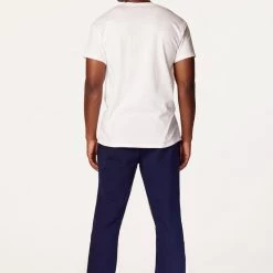 MENS TRACK SETS SCOTTIE T-SHIRT/FLARE PANT SET-NAVY/RED