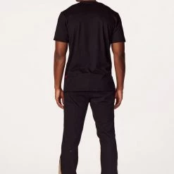 MENS TRACK SETS SCOTTIE T-SHIRT/FLARE PANT SET-BLACK/RED