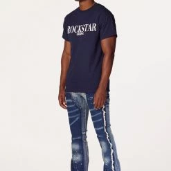 MENS JEANS SANTAL FLARE JEAN-BLUE Denim