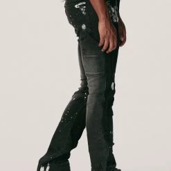 MENS JEANS Denim SANTAL FLARE JEAN-BLACK