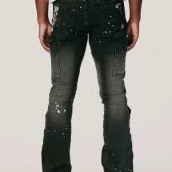 MENS JEANS Denim SANTAL FLARE JEAN-BLACK