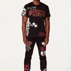 MENS TRACK SETS DENNIS T-SHIRT TRACK SET-BLACK