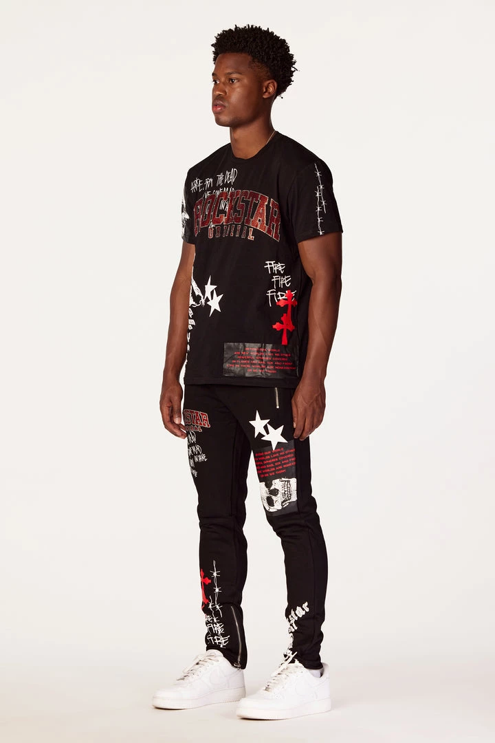 MENS TRACK SETS DENNIS T-SHIRT TRACK SET-BLACK 2 MENS TRACK SETS DENNIS T-SHIRT TRACK SET-BLACK