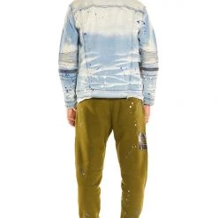 MENS TRACK SETS DOUG DENIM JACKET/TRACKPANT SET-OLIVE