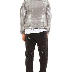 MENS TRACK SETS CERWIN DENIM JACKET/TRACKPANT SET-BLACK 9 MENS TRACK SETS CERWIN DENIM JACKET/TRACKPANT SET-BLACK