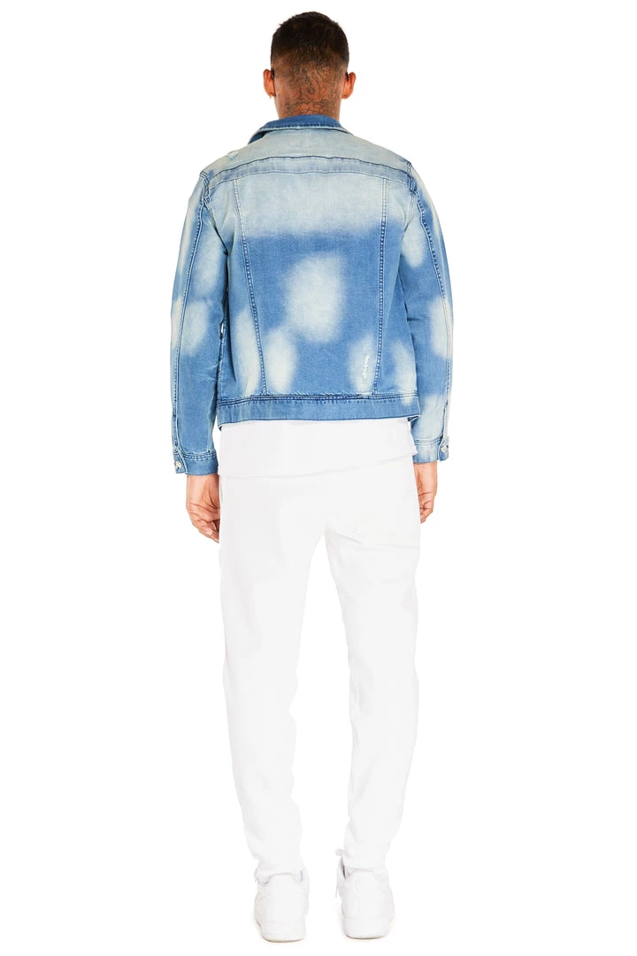 MENS TRACK SETS DOMINIC DENIM JACKET/TRACKPANT SET-WHITE/BLUE 3 MENS TRACK SETS DOMINIC DENIM JACKET/TRACKPANT SET-WHITE/BLUE