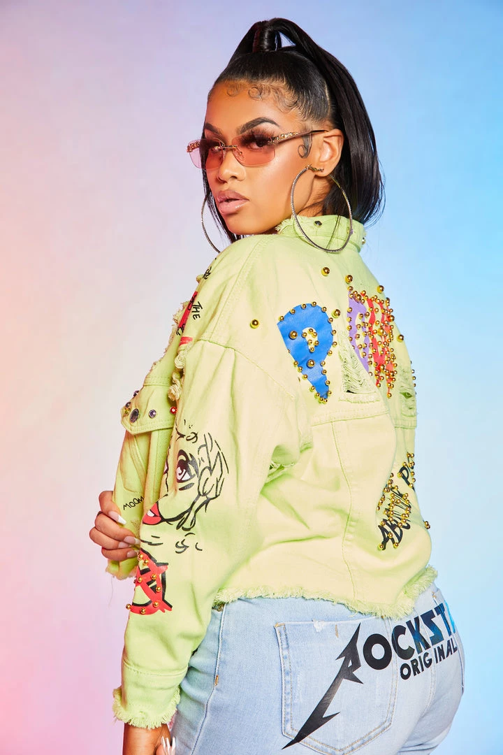 WOMENS JACKETS SHILOH GRAFFITI JACKET-GREEN Best Seller 2 WOMENS JACKETS SHILOH GRAFFITI JACKET-GREEN Best Seller