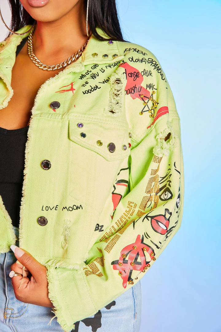 WOMENS JACKETS SHILOH GRAFFITI JACKET-GREEN Best Seller 4 WOMENS JACKETS SHILOH GRAFFITI JACKET-GREEN Best Seller