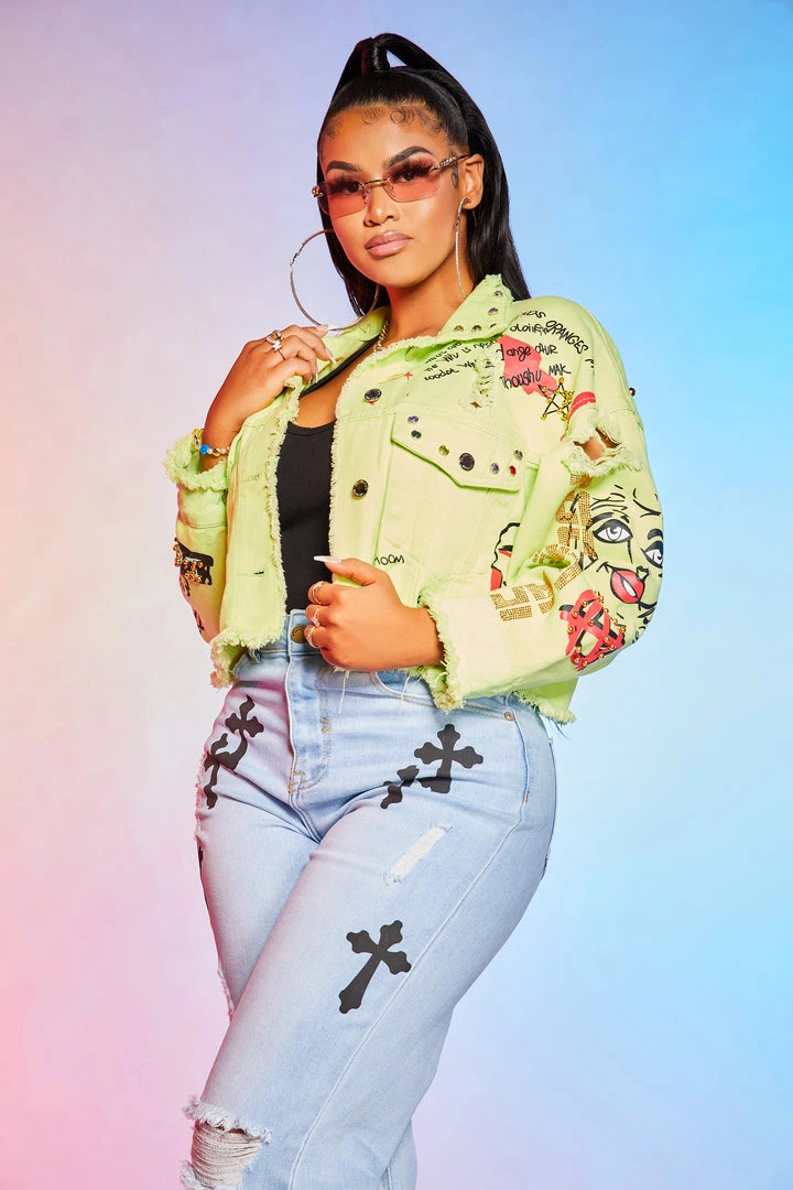 WOMENS JACKETS SHILOH GRAFFITI JACKET-GREEN Best Seller 1 WOMENS JACKETS SHILOH GRAFFITI JACKET-GREEN Best Seller