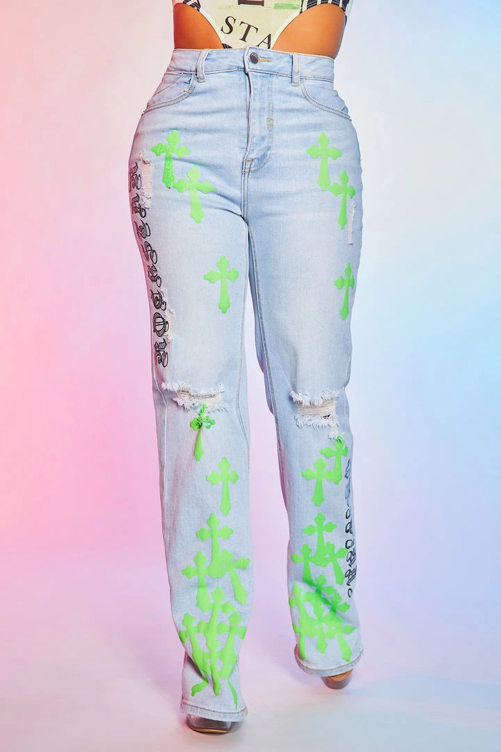 WOMENS JEANS KAZ DISTRESSED WIDE LEG JEAN-LIGHT WASH 1 WOMENS JEANS KAZ DISTRESSED WIDE LEG JEAN-LIGHT WASH