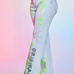 WOMENS JEANS KAZ DISTRESSED WIDE LEG JEAN-LIGHT WASH 14 WOMENS JEANS KAZ DISTRESSED WIDE LEG JEAN-LIGHT WASH