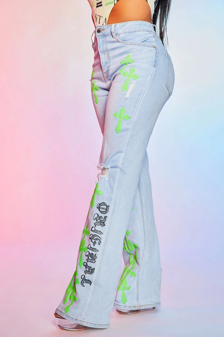 WOMENS JEANS KAZ DISTRESSED WIDE LEG JEAN-LIGHT WASH 7 WOMENS JEANS KAZ DISTRESSED WIDE LEG JEAN-LIGHT WASH