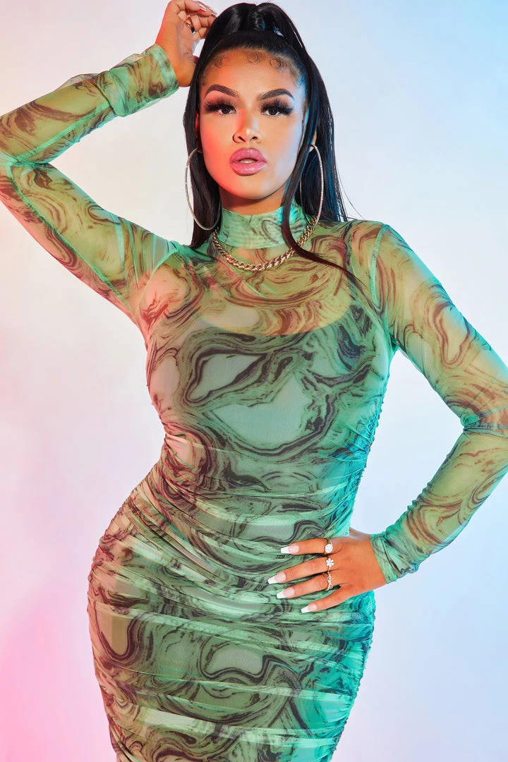 WOMENS DRESSES SALMA MIDI DRESS-GREEN MULTI Best Seller 2 WOMENS DRESSES SALMA MIDI DRESS-GREEN MULTI Best Seller