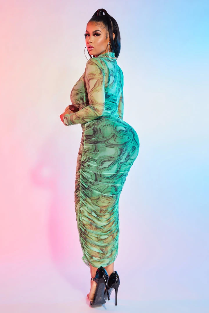 WOMENS DRESSES SALMA MIDI DRESS-GREEN MULTI Best Seller 5 WOMENS DRESSES SALMA MIDI DRESS-GREEN MULTI Best Seller