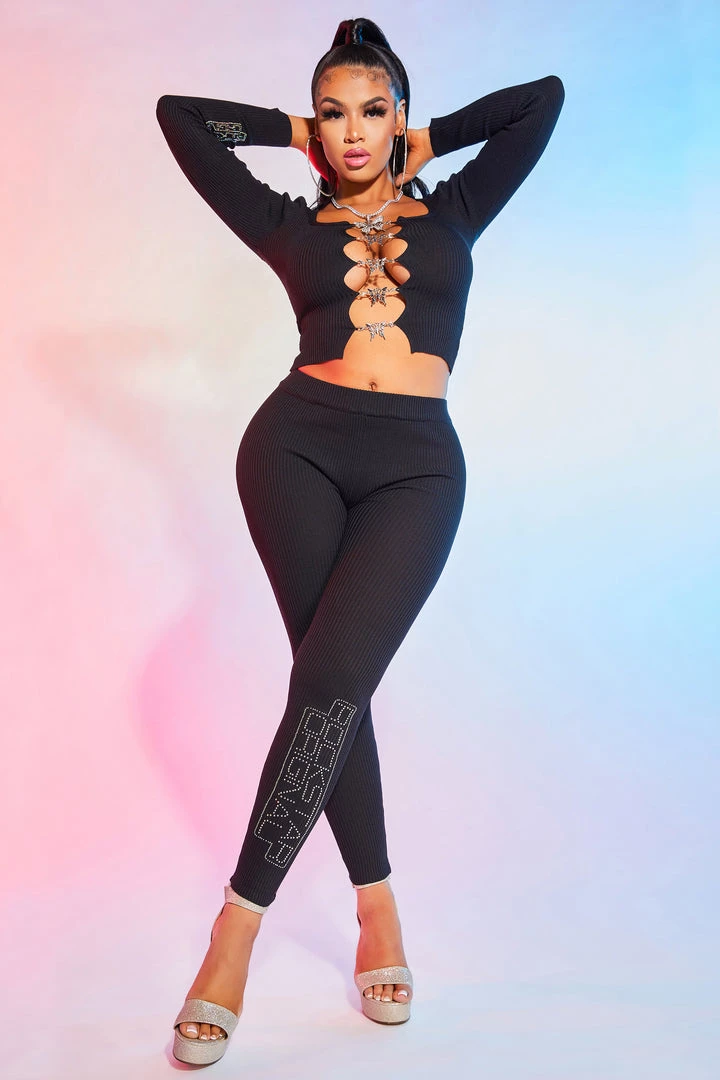 WOMENS DRESSES CARMEN MATCHING PANT SET-BLACK 1 WOMENS DRESSES CARMEN MATCHING PANT SET-BLACK