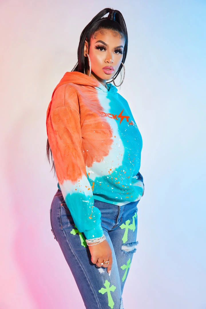 WOMENS HOODIES & SWEATSHIRTS AMINA TIE DYE HOODIE-BLUE/MULTI 2 WOMENS HOODIES & SWEATSHIRTS AMINA TIE DYE HOODIE-BLUE/MULTI