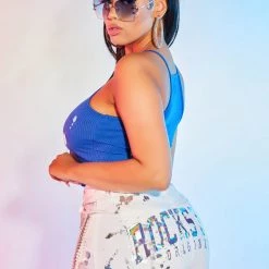 WOMENS TOPS CYNTHIA RIBBED BODYSUIT-ROYAL BLUE