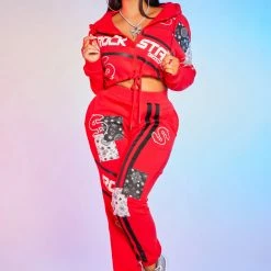 WOMENS TRACK SETS CHARLOTTE TRACKSET-RED