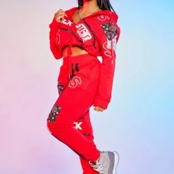 WOMENS TRACK SETS CHARLOTTE TRACKSET-RED 8 WOMENS TRACK SETS CHARLOTTE TRACKSET-RED