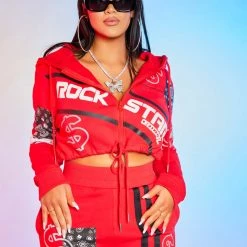 WOMENS TRACK SETS CHARLOTTE TRACKSET-RED 9 WOMENS TRACK SETS CHARLOTTE TRACKSET-RED