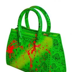 WOMENS ACCESSORIES BAD B PAISLEY SMALL HANDBAG-NEON GREEN