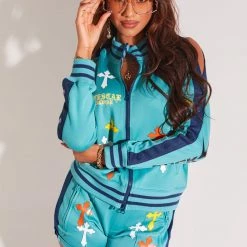 WOMENS SHORT SETS SERAPHINA SHORT SET-NAVY/TEAL