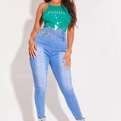 WOMENS JEANS TELL ME ABOUT IT STUD SKINNY JEAN-LIGHT WASH