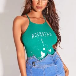 WOMENS TOPS Best Seller CYNTHIA RIBBED BODYSUIT-GREEN