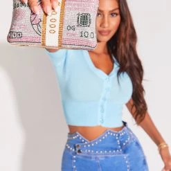 WOMENS ACCESSORIES BANKROLL CLUTCH-PINK