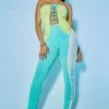 WOMENS ROMPERS & JUMPSUITS KENDALL LACE UP JUMPSUIT-YELLOW/MULTI
