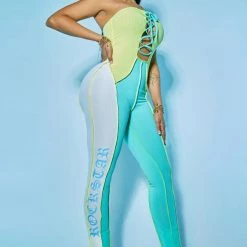 WOMENS ROMPERS & JUMPSUITS KENDALL LACE UP JUMPSUIT-YELLOW/MULTI 9 WOMENS ROMPERS & JUMPSUITS KENDALL LACE UP JUMPSUIT-YELLOW/MULTI