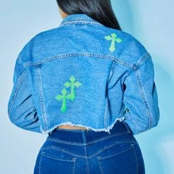 WOMENS JACKETS VALERIE DENIM JACKET-MED. WASH