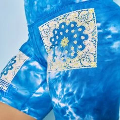 WOMENS ACTIVE SHORT SETS CLARA TIE DYE BIKE SHORT SET-BLUE 23 WOMENS ACTIVE SHORT SETS CLARA TIE DYE BIKE SHORT SET-BLUE