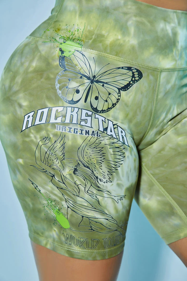 WOMENS ACTIVE SHORT SETS PHOEBE TIE DYE BIKE SHORT SET-GREEN 5 WOMENS ACTIVE SHORT SETS PHOEBE TIE DYE BIKE SHORT SET-GREEN