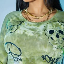 WOMENS ACTIVE SHORT SETS PHOEBE TIE DYE BIKE SHORT SET-GREEN 13 WOMENS ACTIVE SHORT SETS PHOEBE TIE DYE BIKE SHORT SET-GREEN