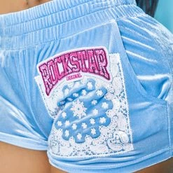 WOMENS SHORT SETS OLESIA VELVET SHORT SET-BABY BLUE