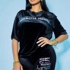 WOMENS ACTIVE SHORT SETS ALUMA VELVET SHORT SET-BLACK 13 WOMENS ACTIVE SHORT SETS ALUMA VELVET SHORT SET-BLACK