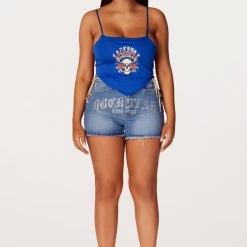 WOMENS TOPS NOLANI BANDANA HEM TANK-ROYAL BLUE Best Seller