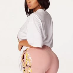 WOMENS SHORT SETS BLAKE SHORT SET-WHITE/PINK 15 WOMENS SHORT SETS BLAKE SHORT SET-WHITE/PINK